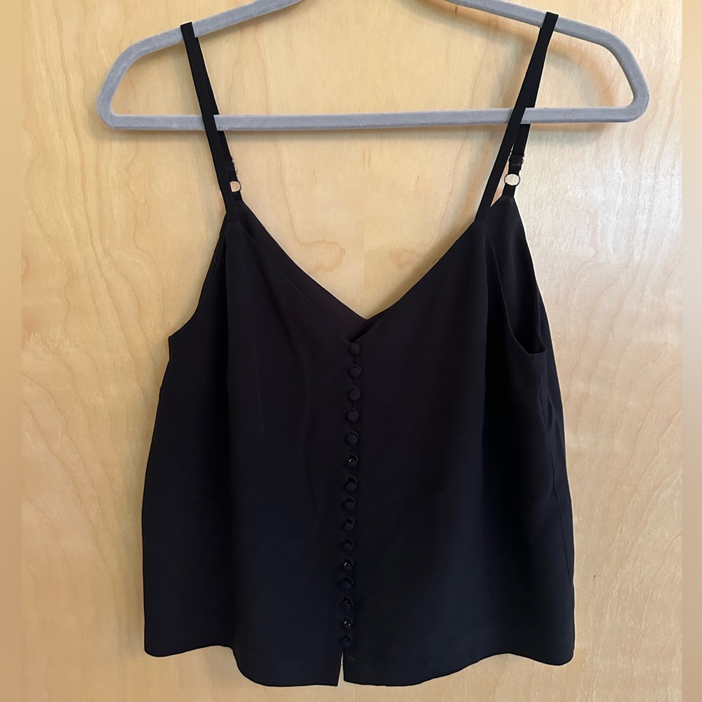 Madewell Black V-Neck Button-Up Camisole, Size 0